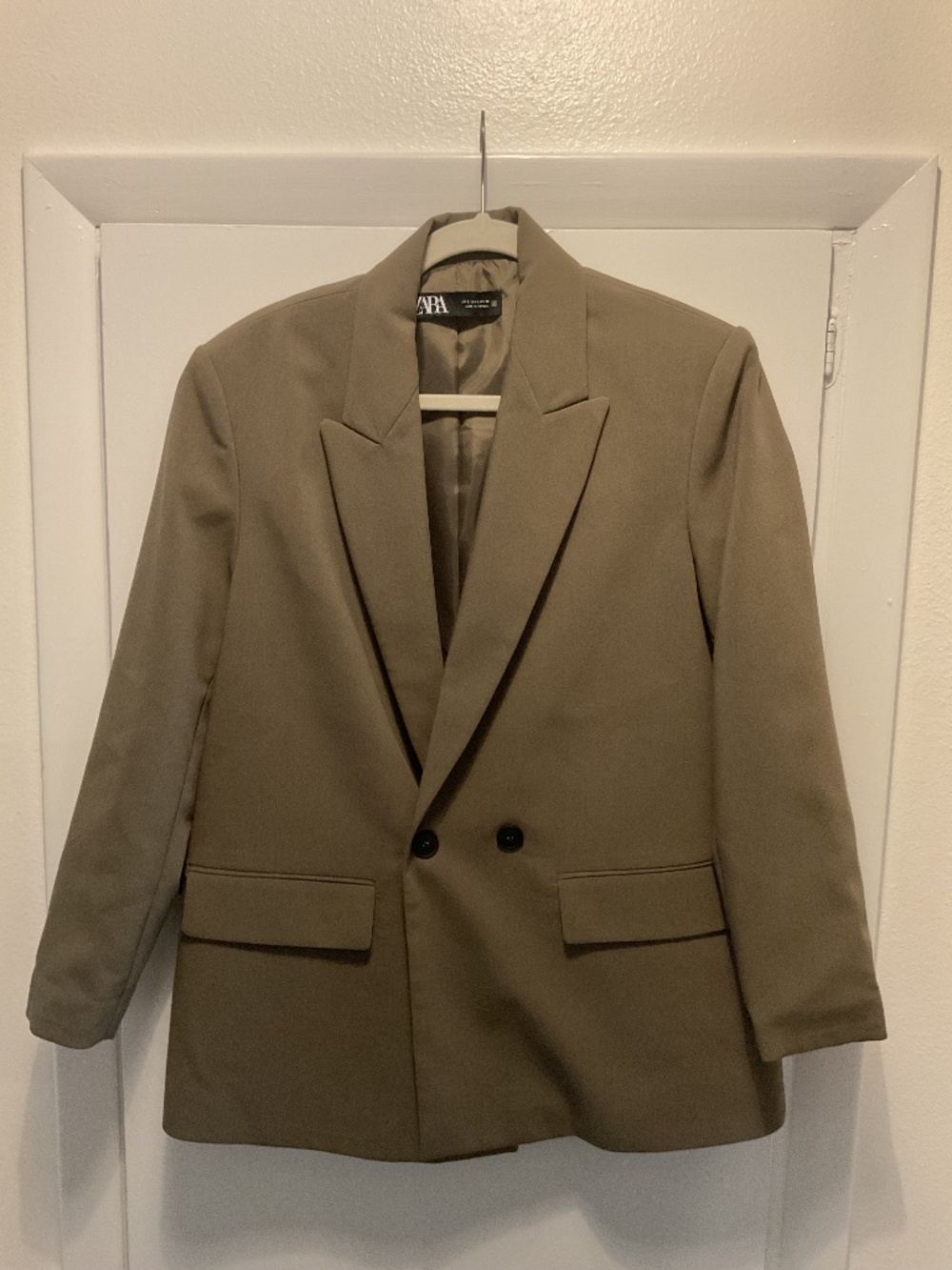 Zara Oversized Khaki Green Blazer, Size Small